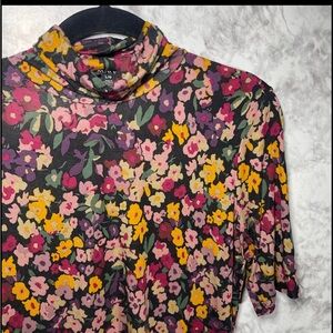 Floral Multicolor Mock Neck Top